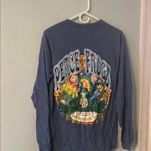 Gildan Blue Long Sleeve Tee with Peace Frog Design